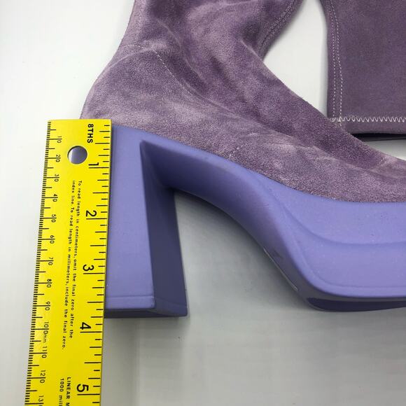 Free People Double Stacked Suede Ankle Boot Platform Back Zip Lavender 38.5/8.5 - Picture 7 of 13